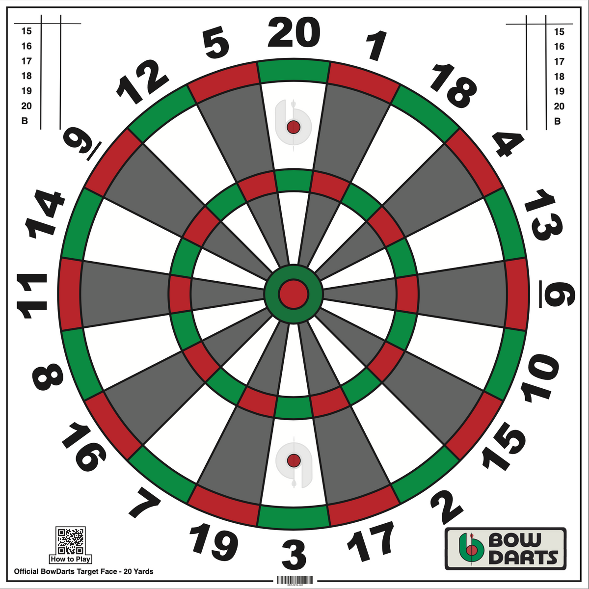 Official BowDarts League Paper Target